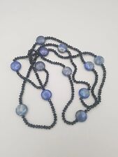 Long blue black bead Lapis Lazuli & glass Jet   necklace Jewellery