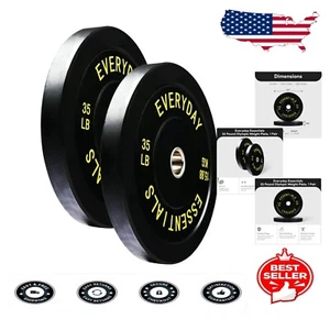 Pair of Color-Coded 35 lbs Olympic Bumper Plates - Durable Rubber Construction - Picture 1 of 11