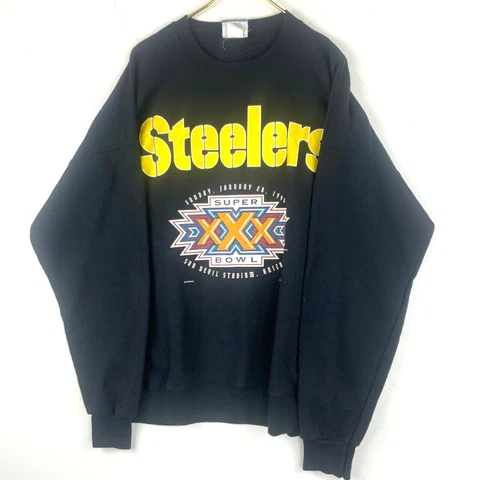 Vintage Nutmeg Pittsburgh Steelers Crewneck Sweatshirt Size 2XL 1995 Black Nfl Cover