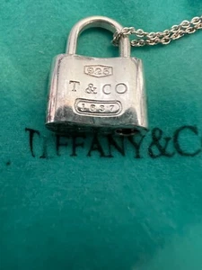 Tiffany & Co. 1837 Candado Candado Colgante Dije Plata de Ley 925 Cadena Plata - Imagen 1 de 13