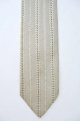Corbata de jazz delgada a rayas brocado texturizado verde beige años 50 60 de colección Foto 1 de 4