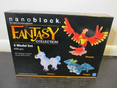 NanoBlock Fantasy Collection 3 Model Set: Dragon, Phoenix, Unicorn for Ages 8+ - Image 1 of 4