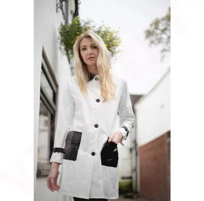 Women’s Shiny PVC Vinyl Trench Coat Lightweight Faux Leather Rain Jacket Stylish - Image 1 of 4