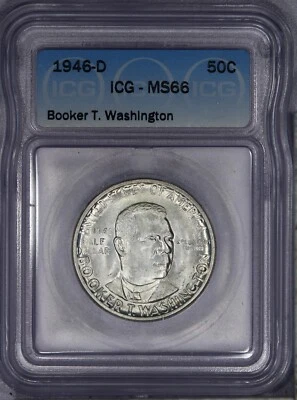 1946-D Booker T. Washington Half Dollar 50c ICG MS66 - Image 1 of 2