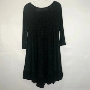 ING Damen Kleid Gr. Lg Satin & Spitze weich fließend anthrazit 3/4 Ärmel ausgestellt Stretch - Bild 1 von 4