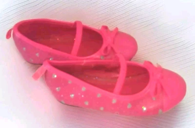 Healthtex Size 6 Toddler Girls Ballet Flat Pink Glitter Hearts Mary Jane     275 - Image 1 of 2