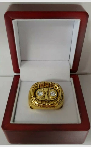 Franco Harris - 1975 Pittsburgh Steelers Super Bowl Gold Color Ring W Wooden Box Cover
