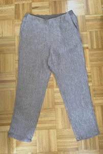 J. Jill Linen Pull On Pants Women M Elastic Back Waist Brown Pockets High Rise - Picture 1 of 4