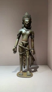 old Chinese Tibetan Buddhism Copper Inlay Silver Flower Figure Buddha Statue - Picture 1 of 24