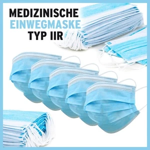 300 / 100 Medizinische OP Maske Typ IIR  Mundschutz 3-lagig Einweg Blau - Bild 1 von 9
