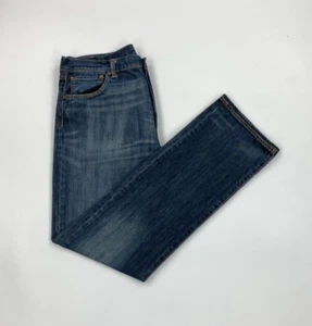 Jeans Levi's uomo sbiadito blu scuro lavaggio W35 L33 501 gamba dritta regular denim A - Foto 1 di 14