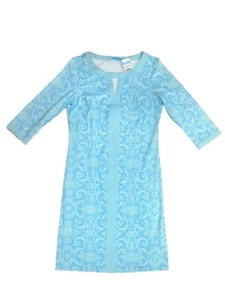 NEW J McLaughlin M Blue Gillian Sheath Dress Catalina Cloth Ocean Breeze Keyhole - Picture 1 of 6