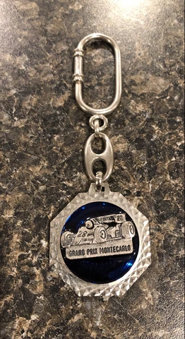 Monte Carlo Keychain Grand Prix Great Condition Blue And Silvertone Cover