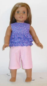 18" Doll Purple Ruffle Top & Pink Capri Outfit (Fits American Girl) -So Cute! - Picture 1 of 1