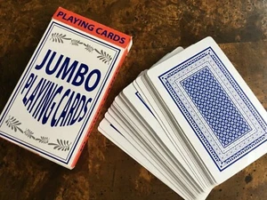 OVERSIZED! JUMBO SPIELKARTEN - BLAUES MUSTER - 5 1/2” x 3 1/2” + 2 JOKER - UNBENUTZT! #BB - Bild 1 von 4