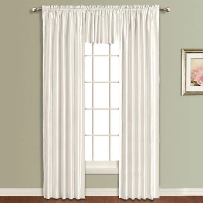 United Curtain - Lincoln Interlined Faux Silk Window Panel - White, 54" X 84"  - Image 1 of 4