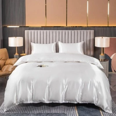 2024 satin surface Duvet Cover Colored Bedding Set QUEEN KING Size Quilt Cover  - Image 1 of 4