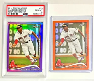 2014 Topps Chrome Xander Bogaerts Purple Refractor PSA 10 ROOKIE RC #25 Low Pop - Picture 1 of 2
