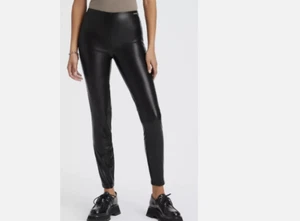 NEW Fabletics Black Vegan Leather Pull On Leggings Women's Large 10 - Picture 1 of 2