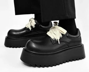 Scarpe uomo nuove moda British punta tonda stringate plateau creeper ecopelle - Foto 1 di 6