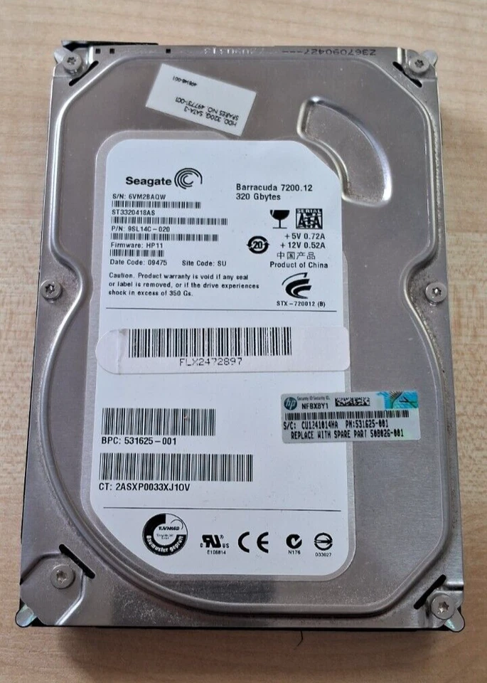 HP (497731-001) 320GB SATA 3'5 HDD (531625-001) (508026-001) - Image 1 of 1