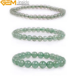 6mm 8mm Stretchy Bracelet Natural Gemstone Sweet Green Strawberry Quartz Beaded - Picture 1 of 36
