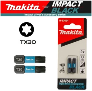 Makita Torx T30 set punte cacciavite x2 nero impatto TX30 inserto driver stella 25 mm - Foto 1 di 14