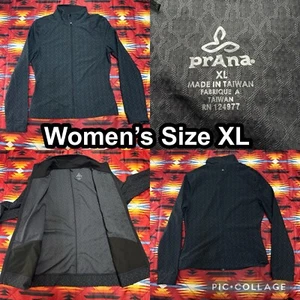Prana Jacket Womens XL Black Randa Jacquard Performance Long Sleeve Full Zip - Picture 1 of 10