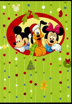 TARJETA DE NAVIDAD COLECCIONABLE VINTAGE MICKEY MOUSE, MINNIE & PLUTO #02 Foto 1 de 4