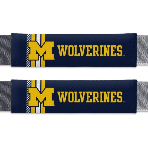 Michigan Wolverines Rally Design Seat Belt Pads 2 Pack [NEW] Seatbelt Shoulder Cover