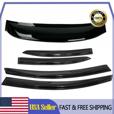 Mugen Style Wavy Window Visor + Rear Roof Visor For 06-11 Honda Civic 4DR Sedan - Image 1 of 4