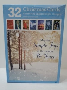 NUOVE 32 cartoline di Natale 8 disegni ispiratori assortiti buste incluse - Foto 1 di 6