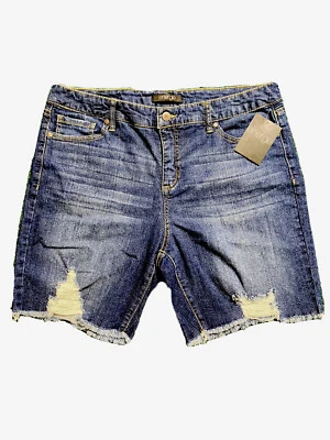 🩳Energie SIZE 21 Destructed Hem Bermuda Shorts - Denim Jean Casual Comfort 2M - Image 1 of 4