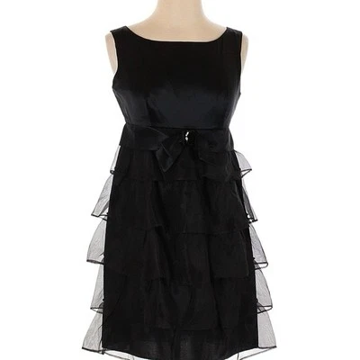 NWT Corey Lynn Calter Black Silk Mini Ruffled Coctail Dress Sz 10 w Bow - Image 1 of 4