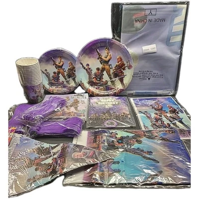Fortnite 159 Pcs Birthday Party Supplies And Decorations Plates Cups Forks.... - Image 1 of 4
