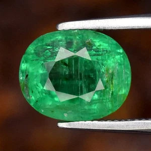 💎 1,60ct 8,2x6,7mm Oval Natürlicher Grüner Smaragd - Unbeheizt, Kolumbien Edelstein - Bild 1 von 4