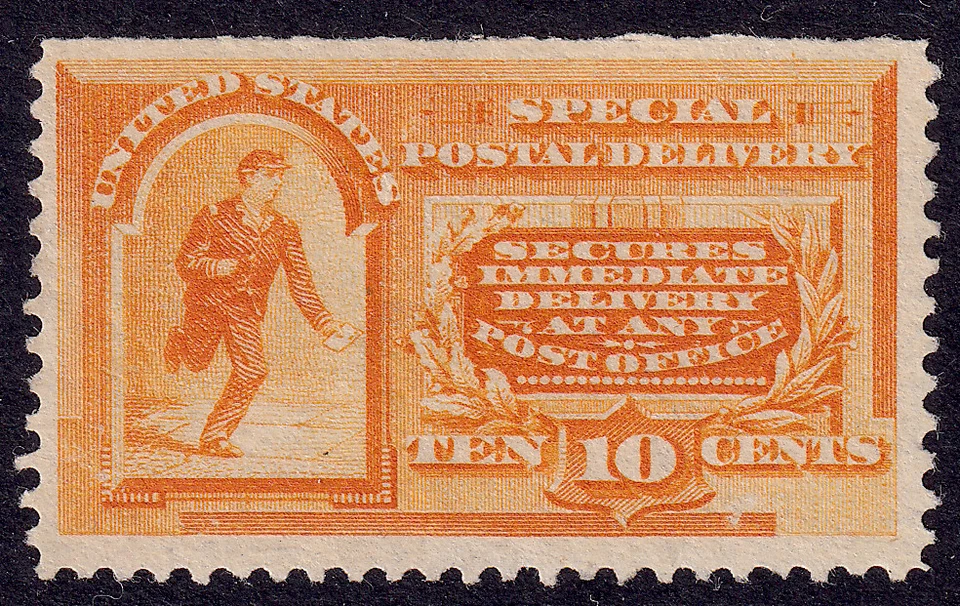 US Scott E3, 1893 Special Delivery, 10c orange, UNUSED NG - Image 1 of 1