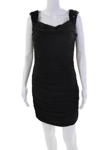 Sherri Hill Womens Beaded Drape Detail Bodycon Ruched Dress Black Size 10 - Picture 1 of 6