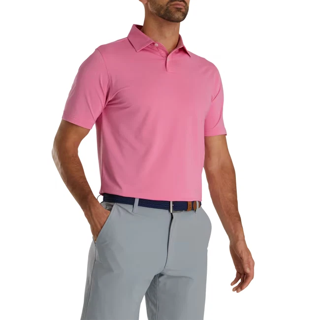 Footjoy Golf Shirt Mens Large Solid Pink Performance Polo Short Sleeve Stretch