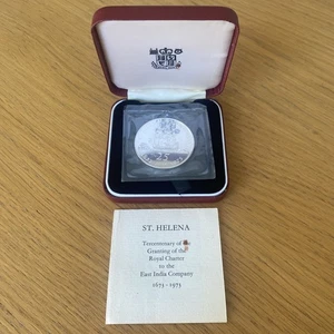1973 St Helena Silver Proof Tercentenary 25 Pence Coin In Presentation Box 25220 - Picture 1 of 5