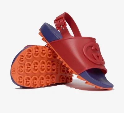 Sandalias de goma Gucci para niños GG en rojo talla Reino Unido 11 UE 28 Foto 1 de 4