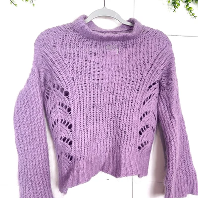 Suéter Odd Molly Para Mujer XS Púrpura Tejido Recortado Pullover Cuello Simulado Mezcla de Lana Foto 1 de 4