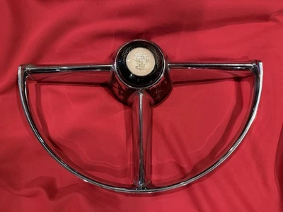 1942-1947 Cadillac chrome steering wheel horn ring With center - Image 1 of 4