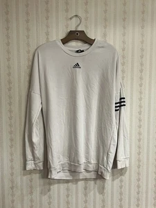 Camisa Adidas Blanca Manga Larga Para Hombre Talla M Espalda Deletreada Centro Logo Rayas - Imagen 1 de 7