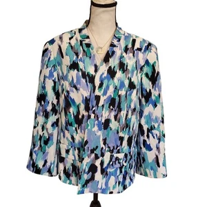 Kasper multicolor painted 3/4 sleeve blazer sz 16W - Picture 1 of 9