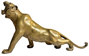 Vintage Mid Century japanische Bronze Tiger Skulptur signiert Takaoka Foundry Japan - Bild 1 von 24