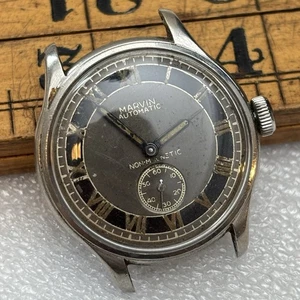 Orologio Marvin automatico vintage rotto quadrante militare Bullseye cal 750 parte - Foto 1 di 6