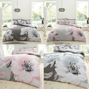 AVA FEATHER DUVET COVER QUILT COVER SET +PILLOW CASES REVERSABEL BEDDING SET - Picture 1 of 21