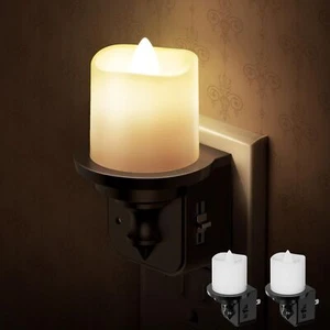 Flameless Candle Night Light Night Lights Plug Into Wall 2 Pack Led Candle Night - Picture 1 of 7