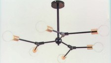 Sputnik Light Fixture Vintage Black Industrial Chandelier Metal 6 lights 